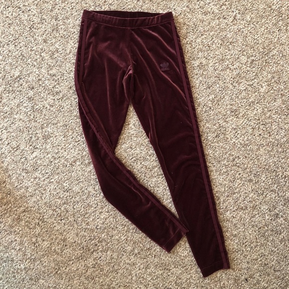 Adidas burgundy velour leggings - Picture 4 of 4